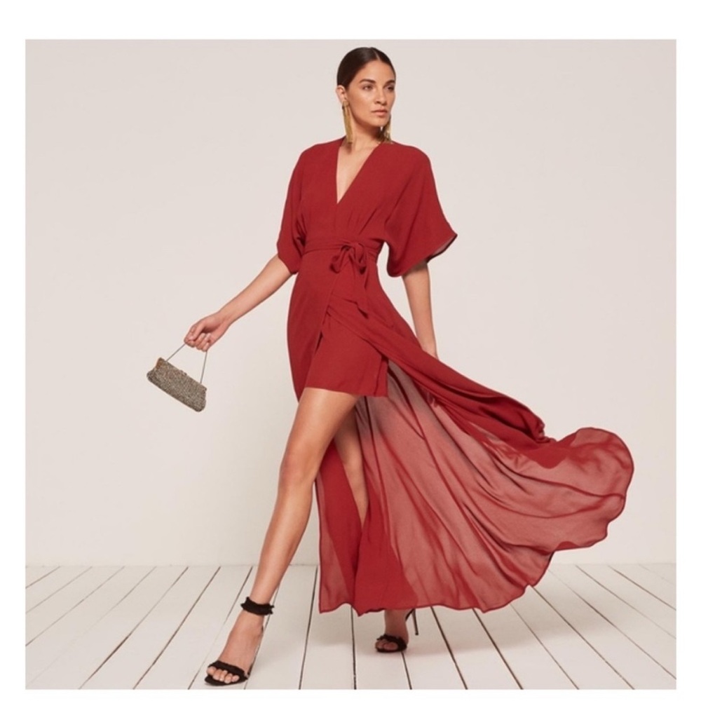 Reformation Winslow Dress in Red Orange